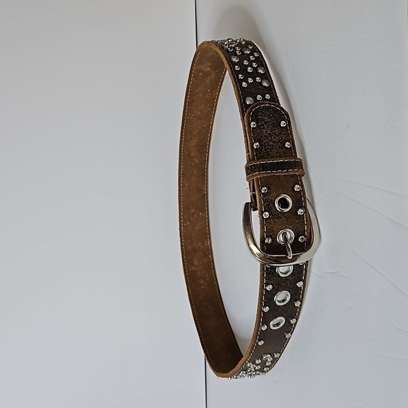 unbranded Accessories - Jeweled Leather Belt Brown   Pre-owned